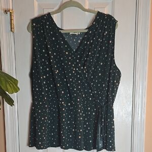 Beacon Green and Cream Polka Dot Wrap Blouse